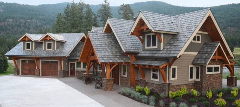 Arrowline Slate Roofing, Vertical Board and Batten and Single Traditional Lap Siding Installed on Single-Family Home